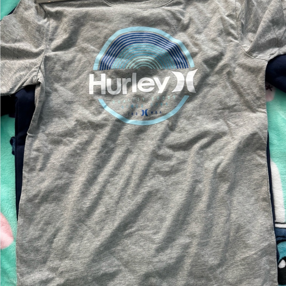 Hurley Gray Tee with Blue Logo and Hoodie Sweater set size 14